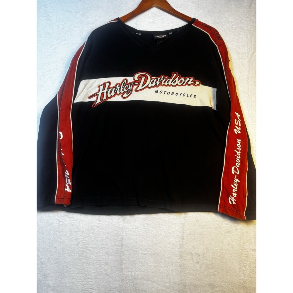 Vintage Harley Davidson Women's 2XL Long‎ Sleeve T-Shirt Y2K Motorcycle